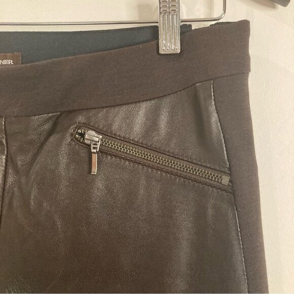 DANIER Sz 10 Italian Leather Fabric Zipper Pockets Hem Tapered  Leg Moto Pants - Picture 3 of 13